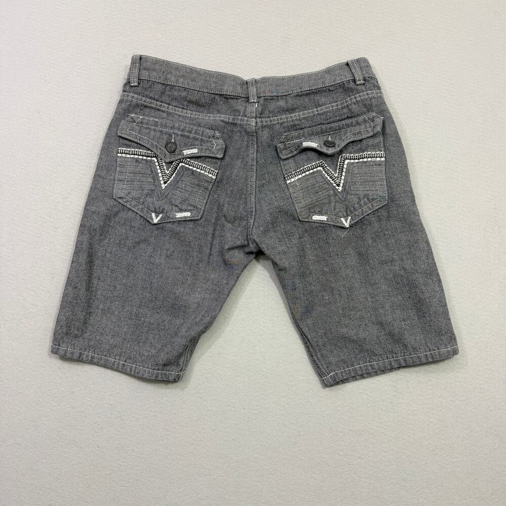 Jeanetix Jean Shorts Mens 38 Gray 11" Inseam Denim Jorts Hip Hop Embroidered y2k